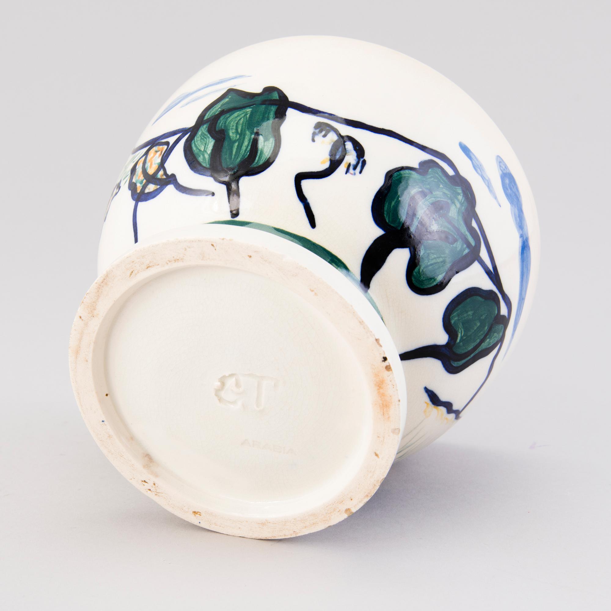 GERDA THESLEFF, malja, keramiikkaa,  signeerattu GT, Arabia.