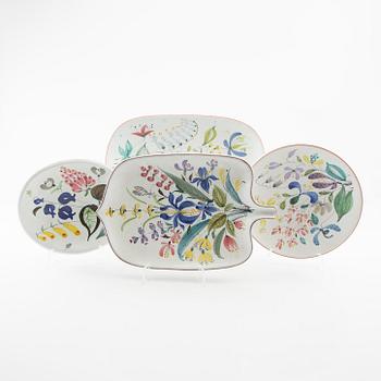 Stig Lindberg, plate and bowl 4 pcs Gustavsberg studio porcelain, later part of the 20th century.