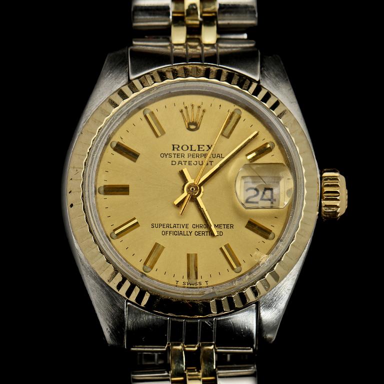 DAMARMBANDSUR, 18k guld och stål, Rolex, oyster perpetual, datejust, 1900-talets fjärde kvartal.