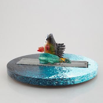 Kjell Engman, a unique glass sculpture, "Friends at sea", Kosta Boda, Sweden.