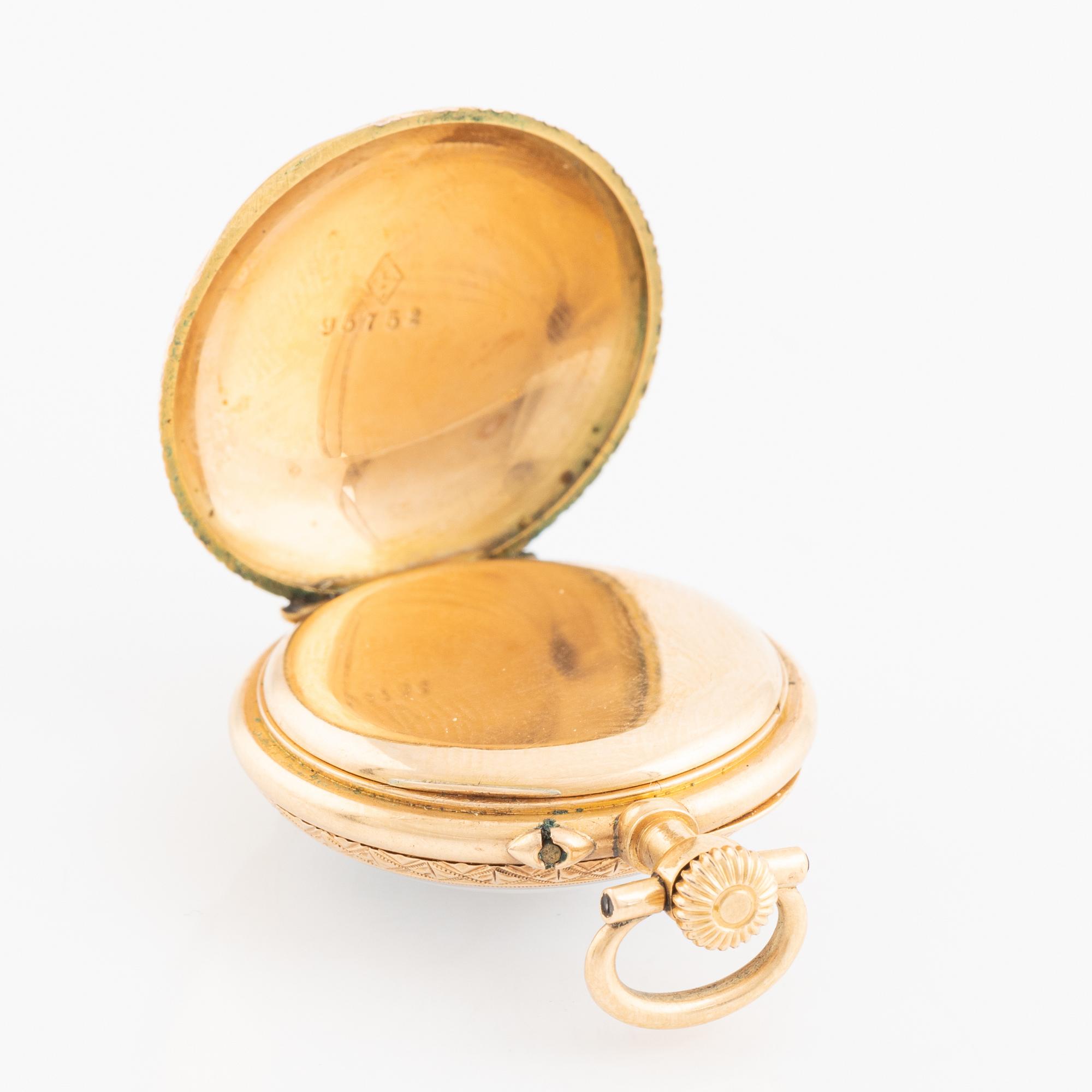 Mormorsur, med emalj och rosenslipade diamanter, 27 mm.