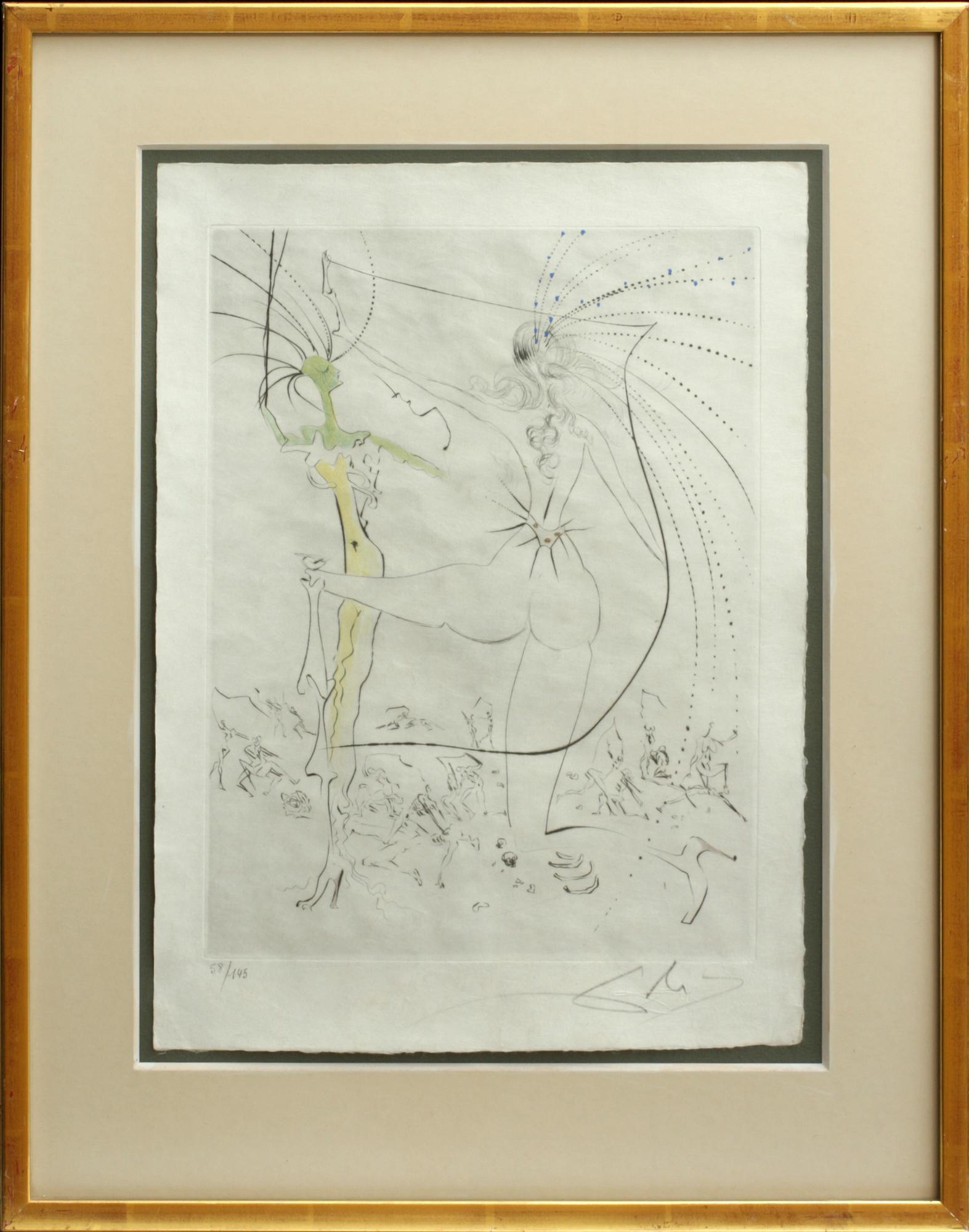 SALVADOR DALÍ, handkolorerad torrnål, sign och numr 58/145.