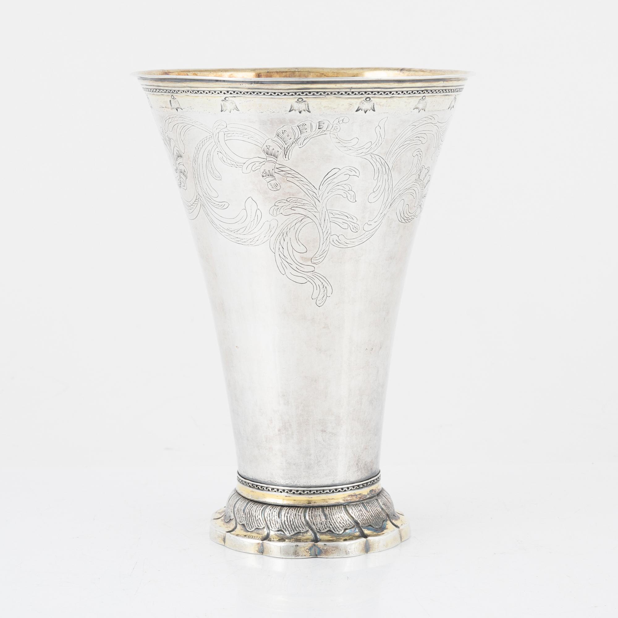 A rococo parcel-gilt silver beaker, mark of Erik Hedenberg, Östhammar 1769.