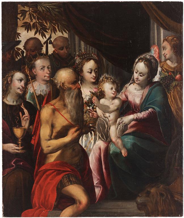 Bartholomeus Spranger Circle of, The mystical marriage of Saint Catherine.