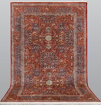 Matta, Figural orientalisk silke, ca 246 x 153 cm.