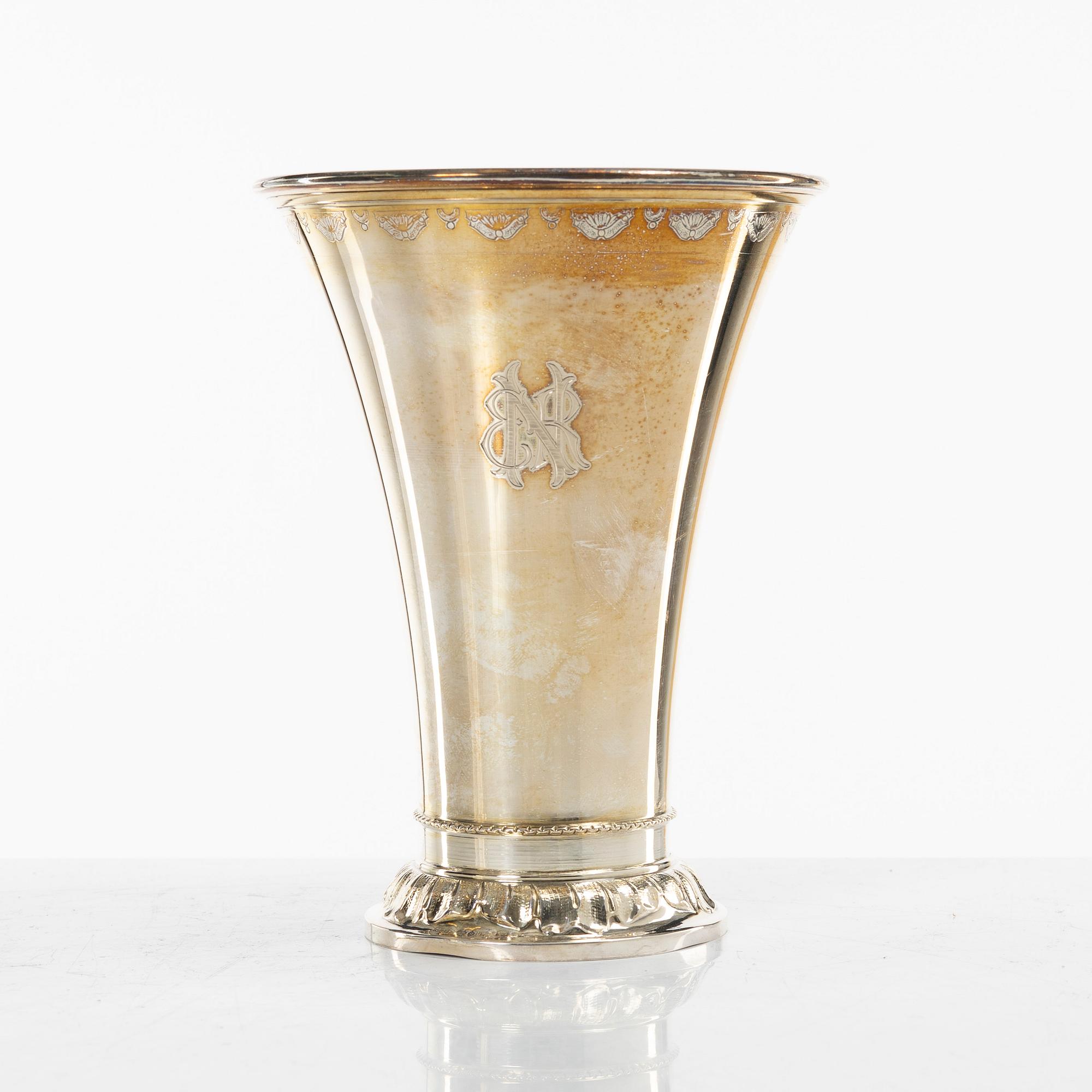 Four Swedish silver beakers, including mark of M Lysell, Trelleborg 1929.