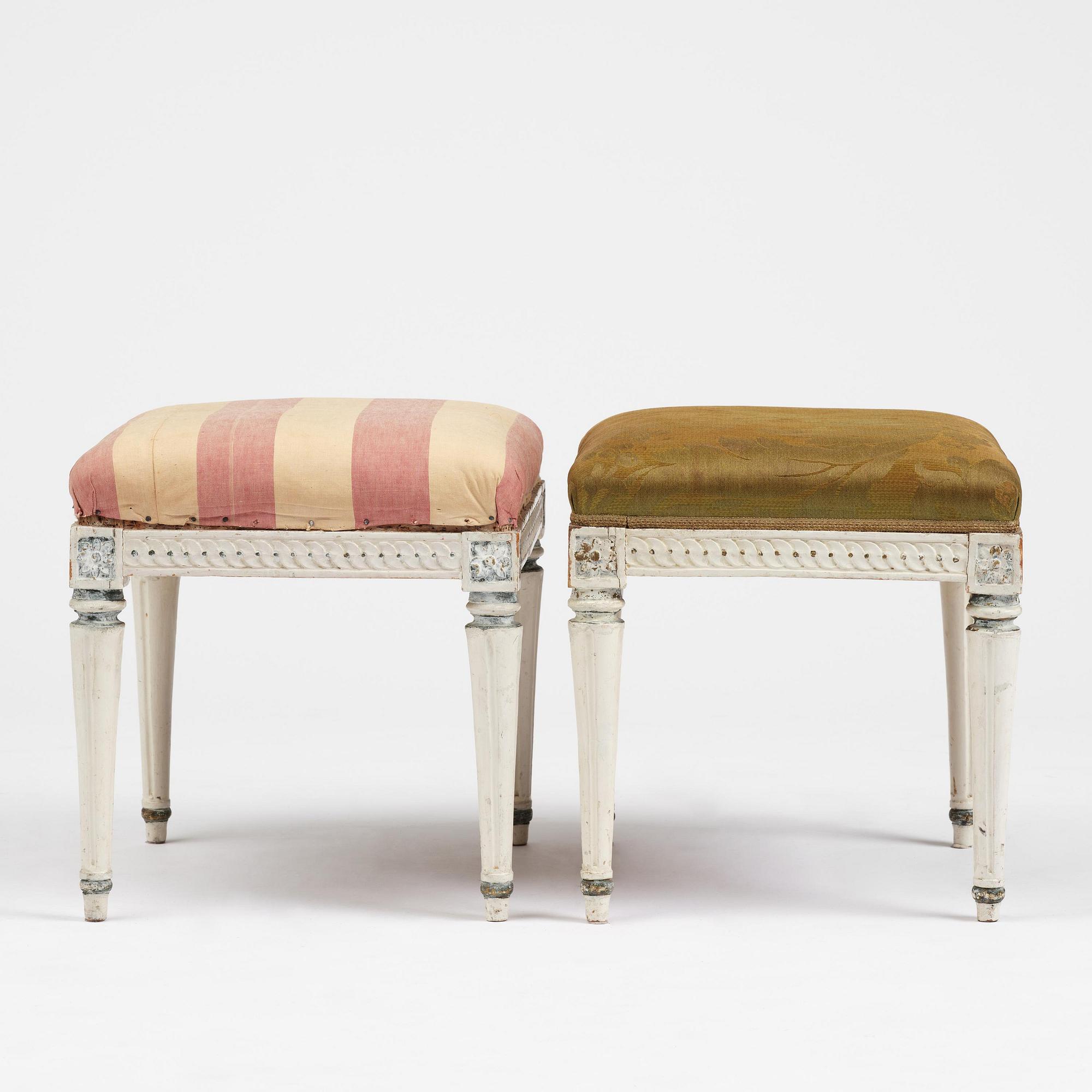 A pair of Gustavian stools by J. E. Höglander (master in Stockholm 1777-1813).