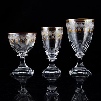 An extensive Kosta Junior glass service, 20th Century. (124 pieces).