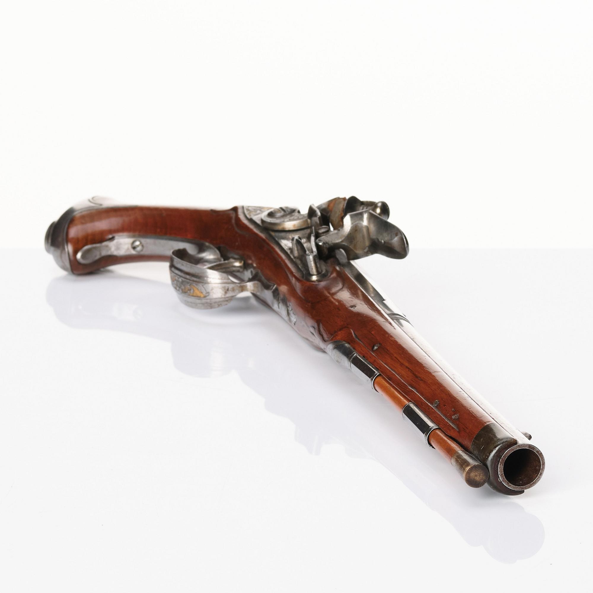 A flintlock pistol signed by Anders Wåhlberg Stockholm, (1720-93).