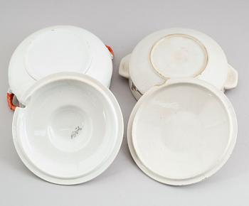 TERRINER, 2 st, porslin, Gefle och Rörstrand, sekelskiftet 1900.