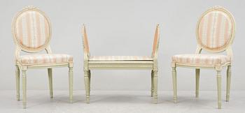 SALONGSGRUPP, 7 delar, Louis XVI-stil, 1900-tal.
