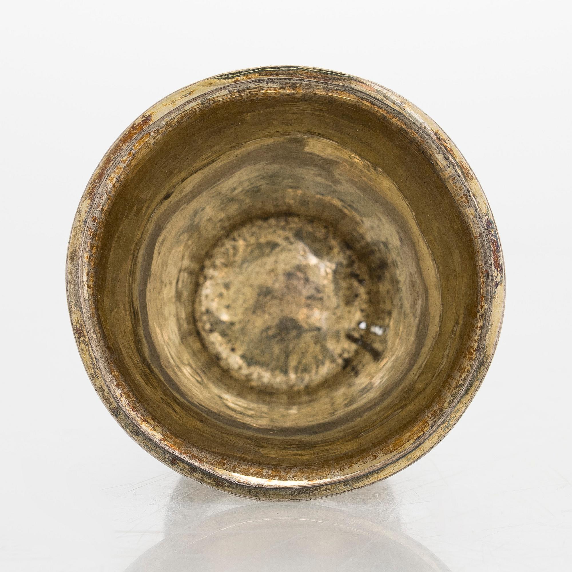 An 18th-century silver parcel-gilt beaker, maker's mark of Carl Halle, active in Turku, Finland 1765-1771.