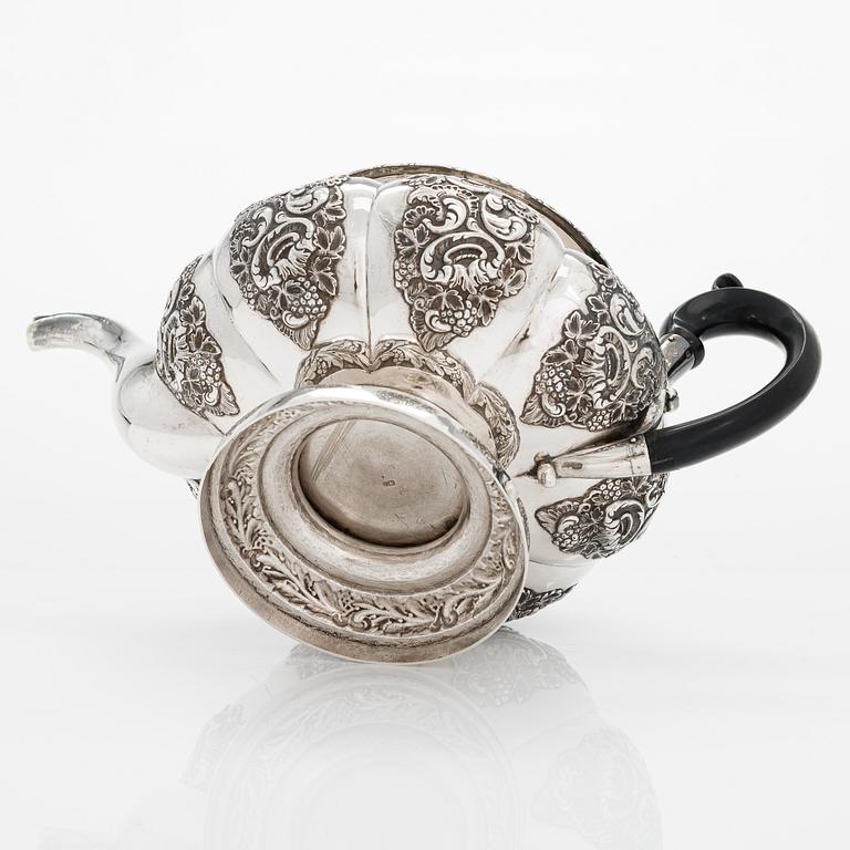 A Latvian silver teapot, maker's mark of Johann Jacob Schmidt, Riga 1845.