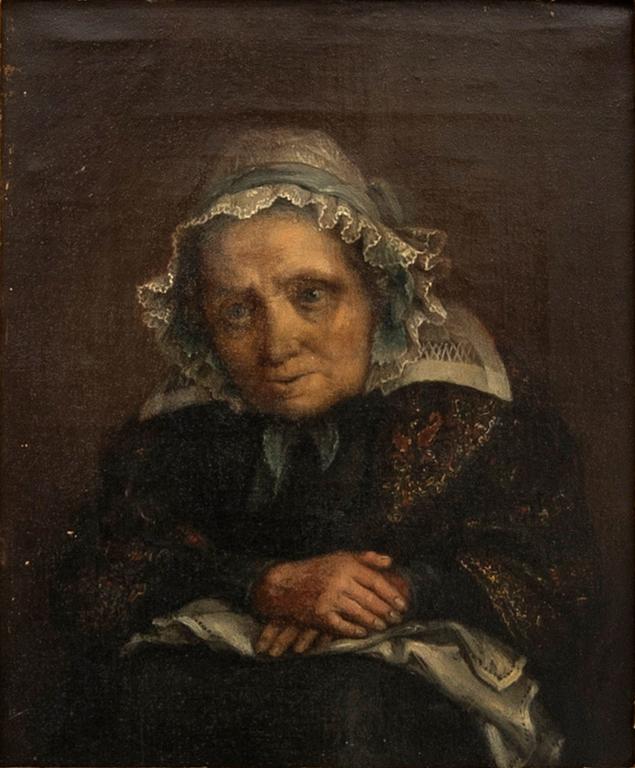 Unknown artist, 19th century, Portrait of an elderly lady in a lace cap.