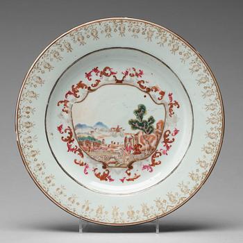 622. A famille rose 'European Subject' dish, Qing dynasty, Qianlong (1736-95).