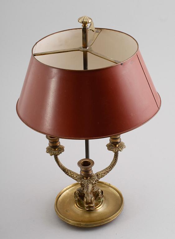 BOUILOTTELAMPA, mässing, empirestil, 1900-talets första hälft.