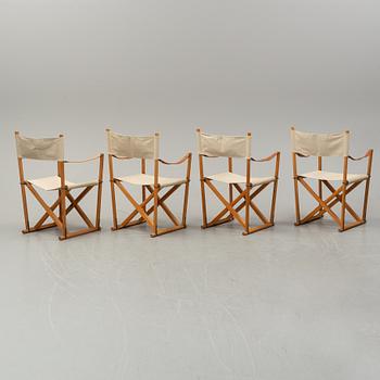 Mogens Koch, a set of four folding chairs, Kado, late 20th century.