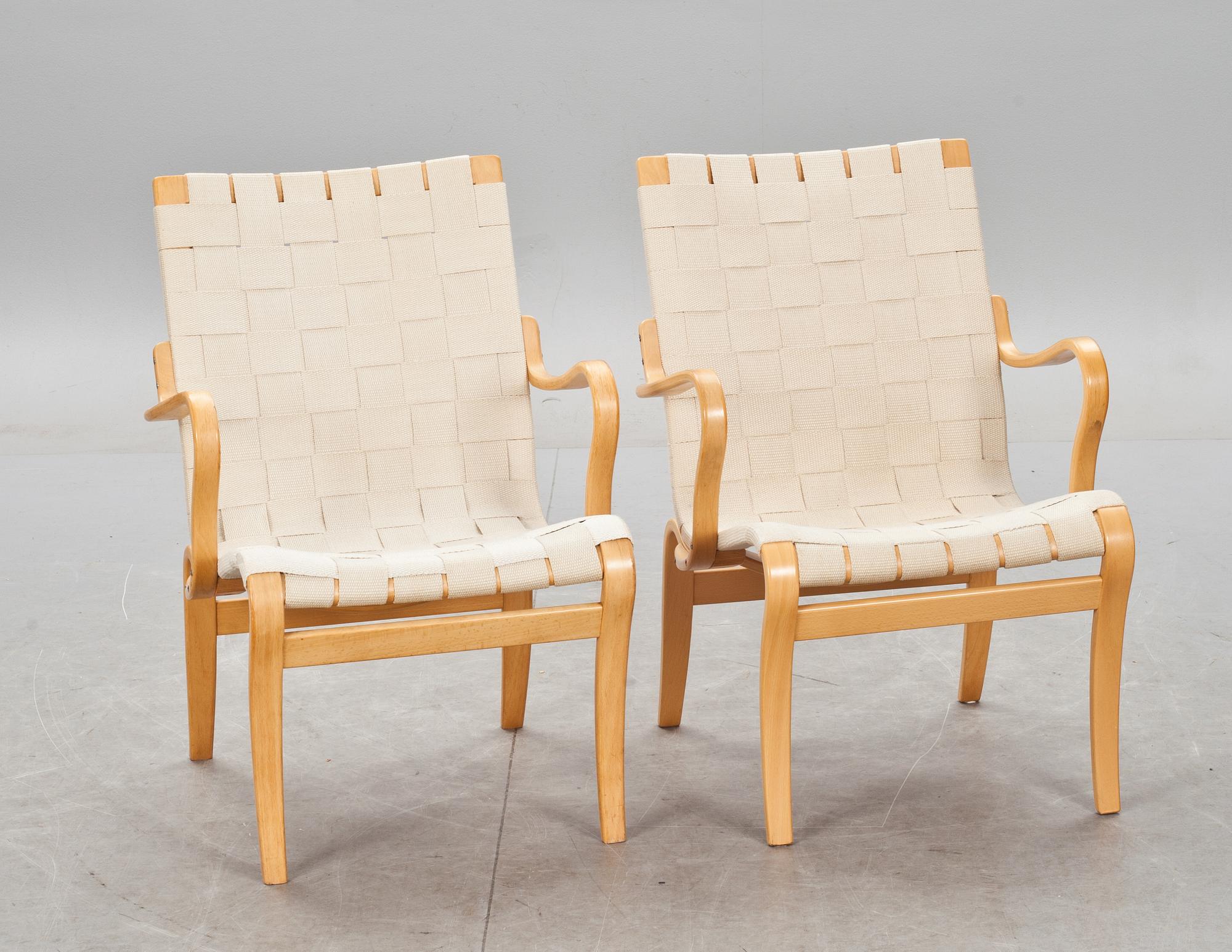 FÅTÖLJER, 2 stycken. "Mina" Bruno Mathsson.