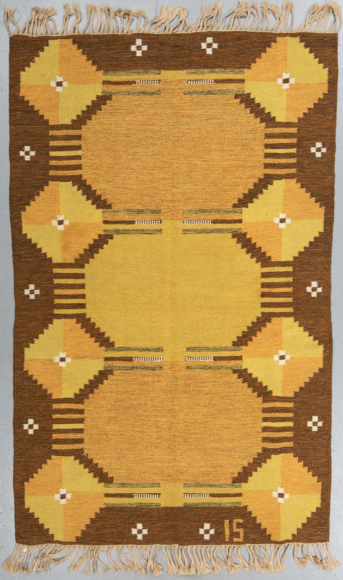 Ingegerd Silow, a carpet, flat weave, ca 214,5 x 135 cm, signed IS.