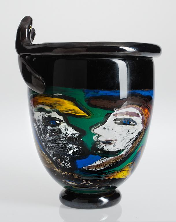 A Ulrika Hydman Vallien glass vase, Kosta Boda, Sweden 1993.