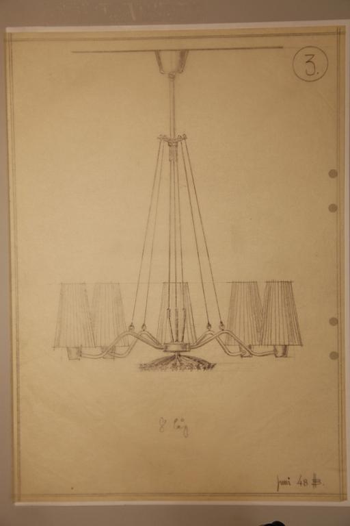 Hans Bergström, takkrona, modell "3", ateljé Lyktan, Åhus, 1940-50-tal.