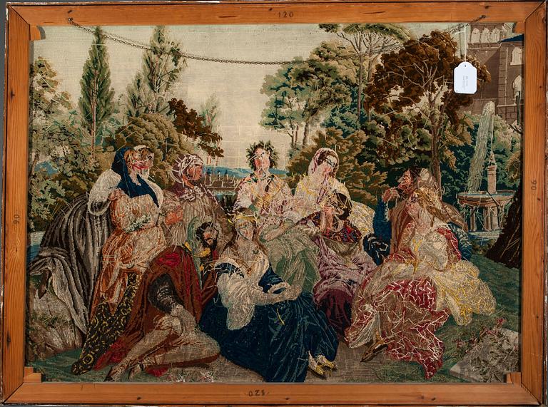 BRODERI, petit point, 1800-talets slut.
