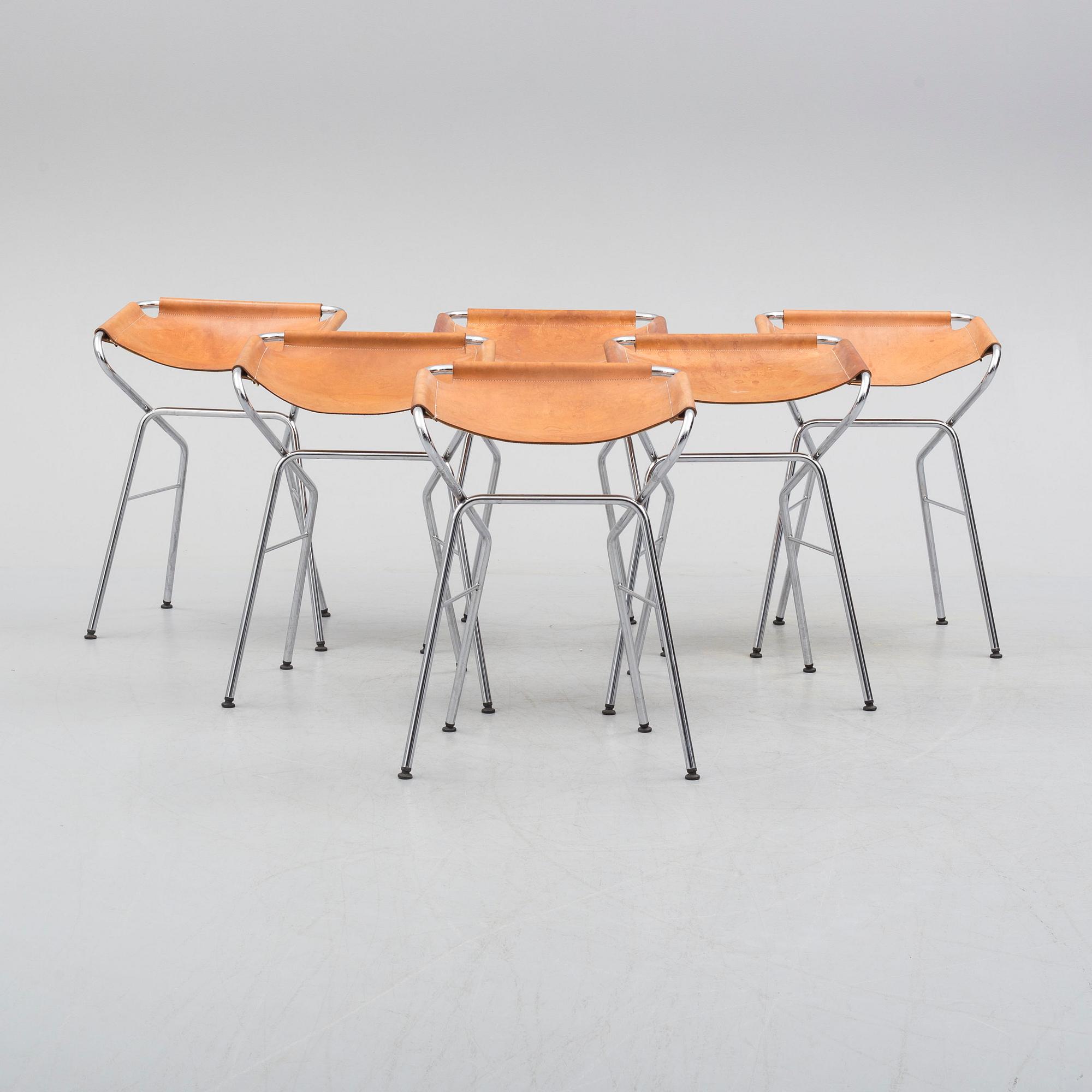 ANNA VON SCHEWEN & BJÖRN DAHLSTRÖM, six steel bar stools from Lammhults. Model designed in 2004.