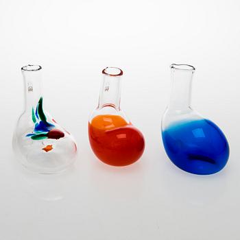 HELENA TYNELL, maljakoita, 3 kpl, "Kuikka", Riihimäen Lasi Oy. Suunniteltu 1975.