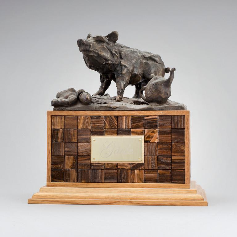 ERNST BILLGREN, skulptur, "Gävle", unikat, ur serien 100 orter, brons, signerad på plakett.