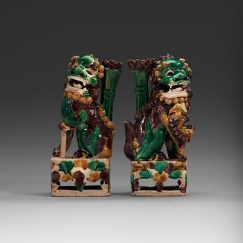 255. A pair of joss stick holders, Qing dynasty, 18th Century.