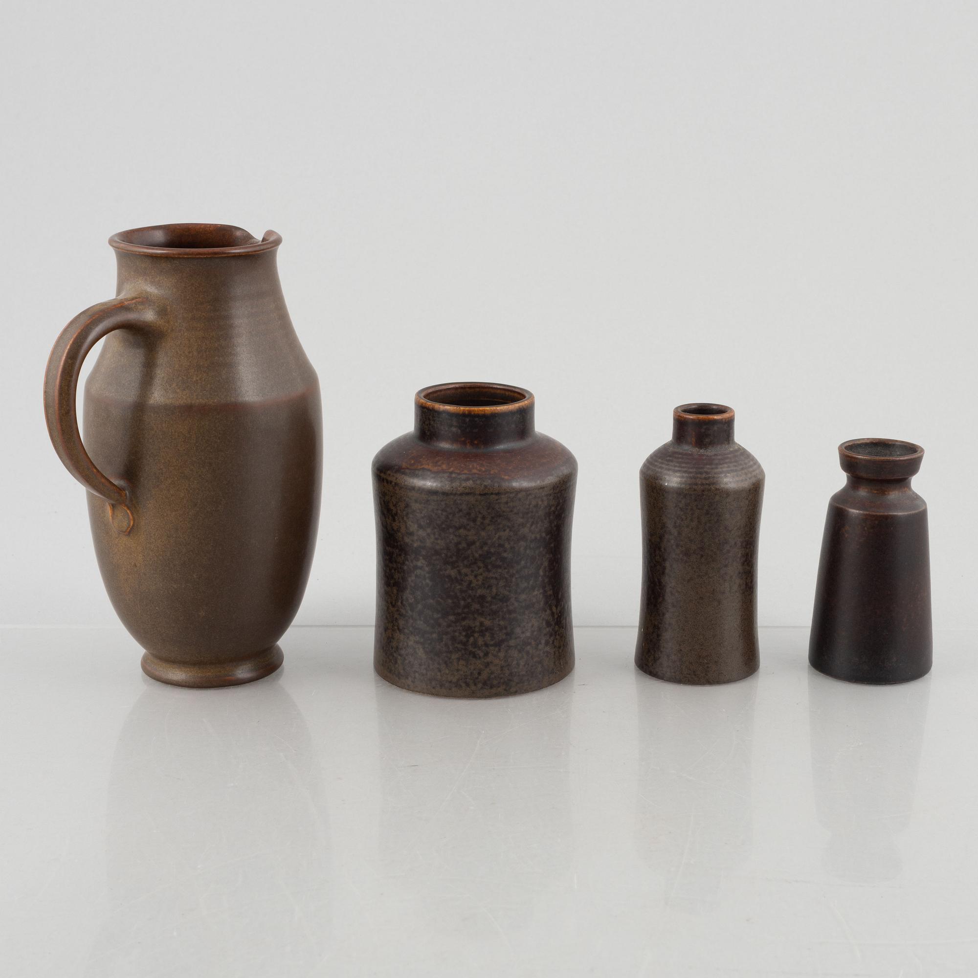 Erich & Ingrid Triller, four stoneware vases, Tobo.