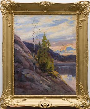 INA SJÖSTRÖM, öljy levylle, signeerattu.