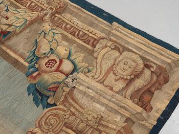 A TAPESTRY, tapestry weave. 339 x 316,5 cm. Brussels, early 17th century.