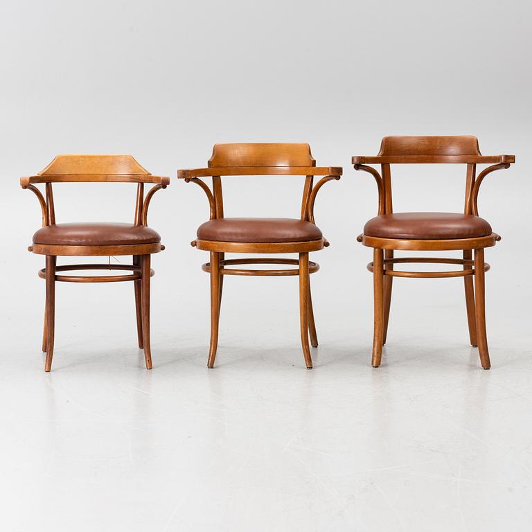 Armchairs, 6, model no. 3, Thonet, first half of the 20th century.