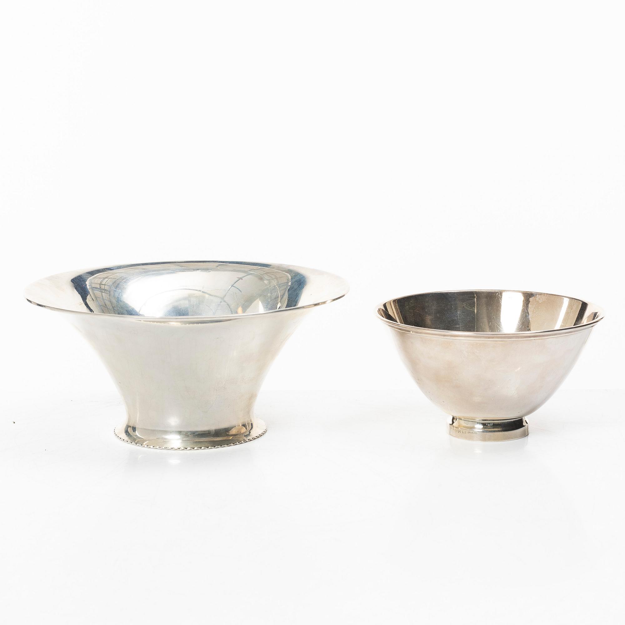 Two silver bowls, KGM GAB Uppsala 1931, and CG Hallberg Stockholm 1960.