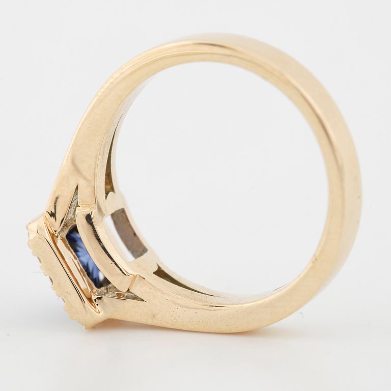 Sapphire and brilliant-cut diamond ring.
