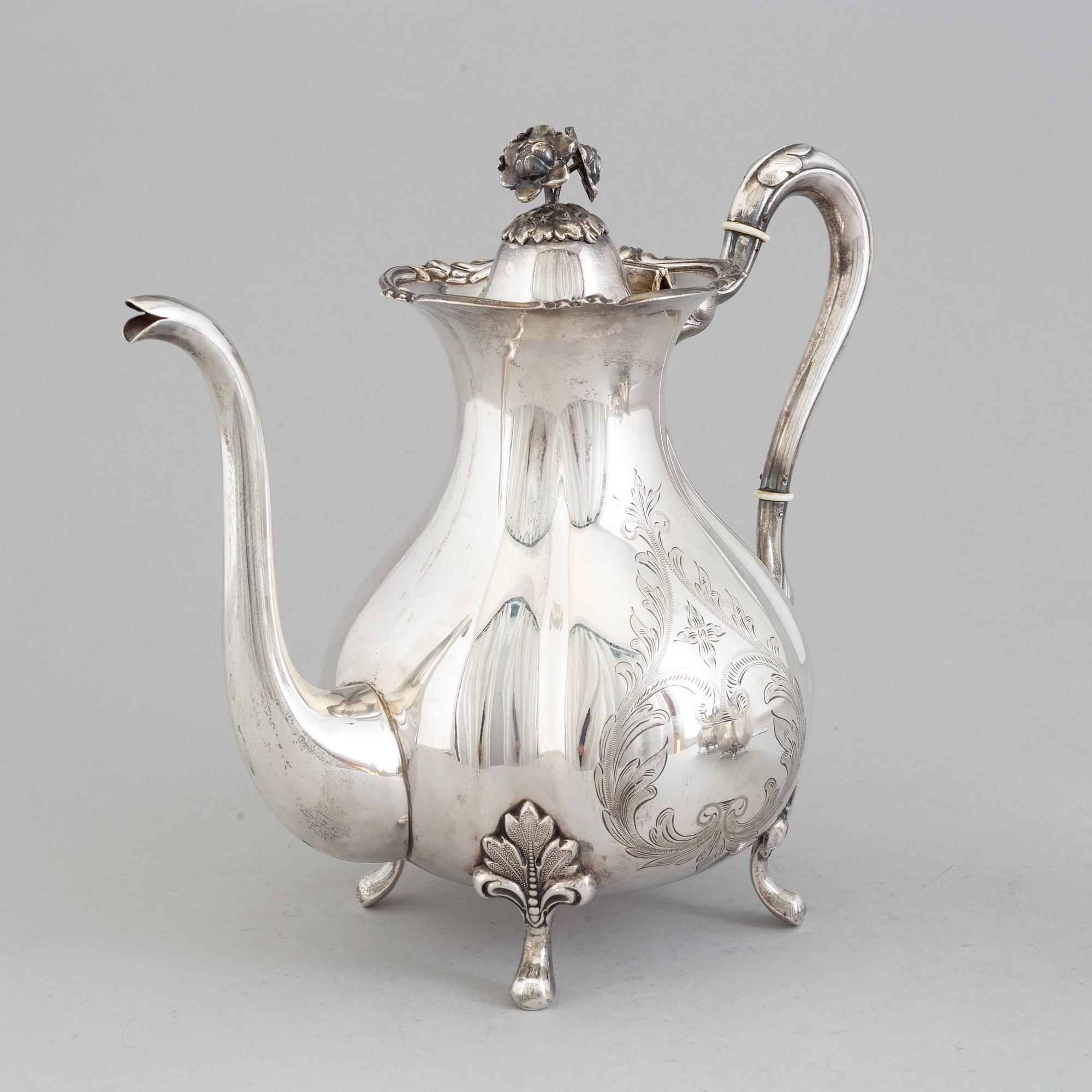 KAFFESERVIS, 3 delar , silver. GAB, Stockholm, 1937.