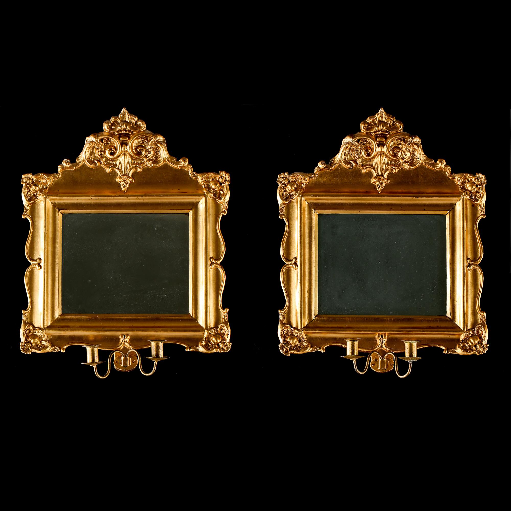 SPEGELLAMPETTER, ett par, nyrokoko, 1800-talets slut.