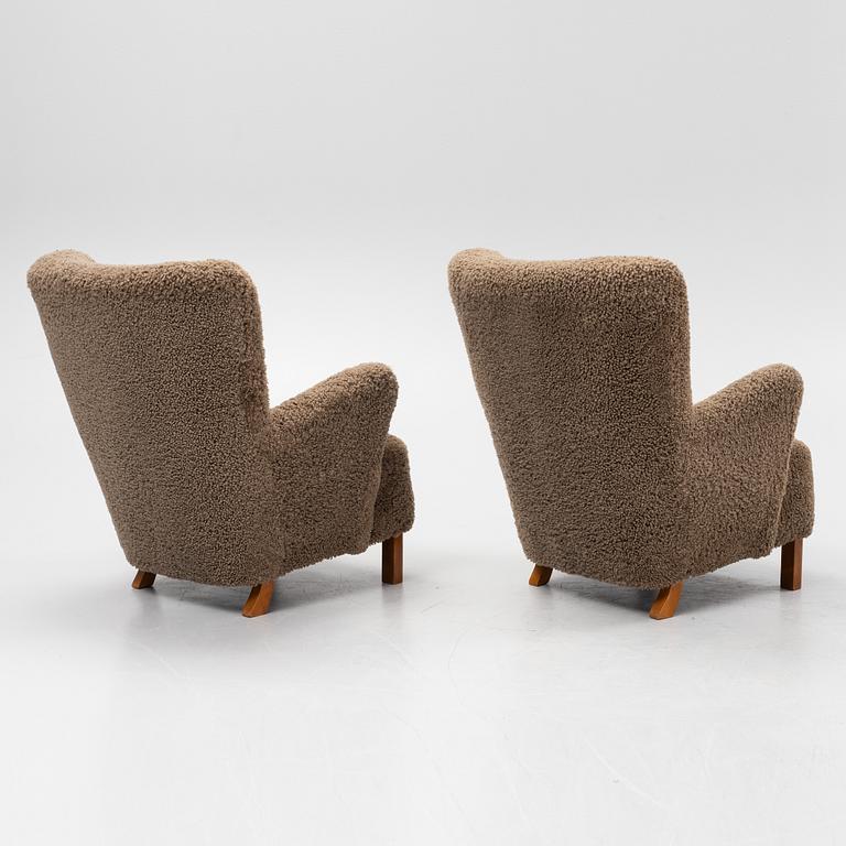 A pair of Danish Modern armchairs, Denmark, 1930's/40's.