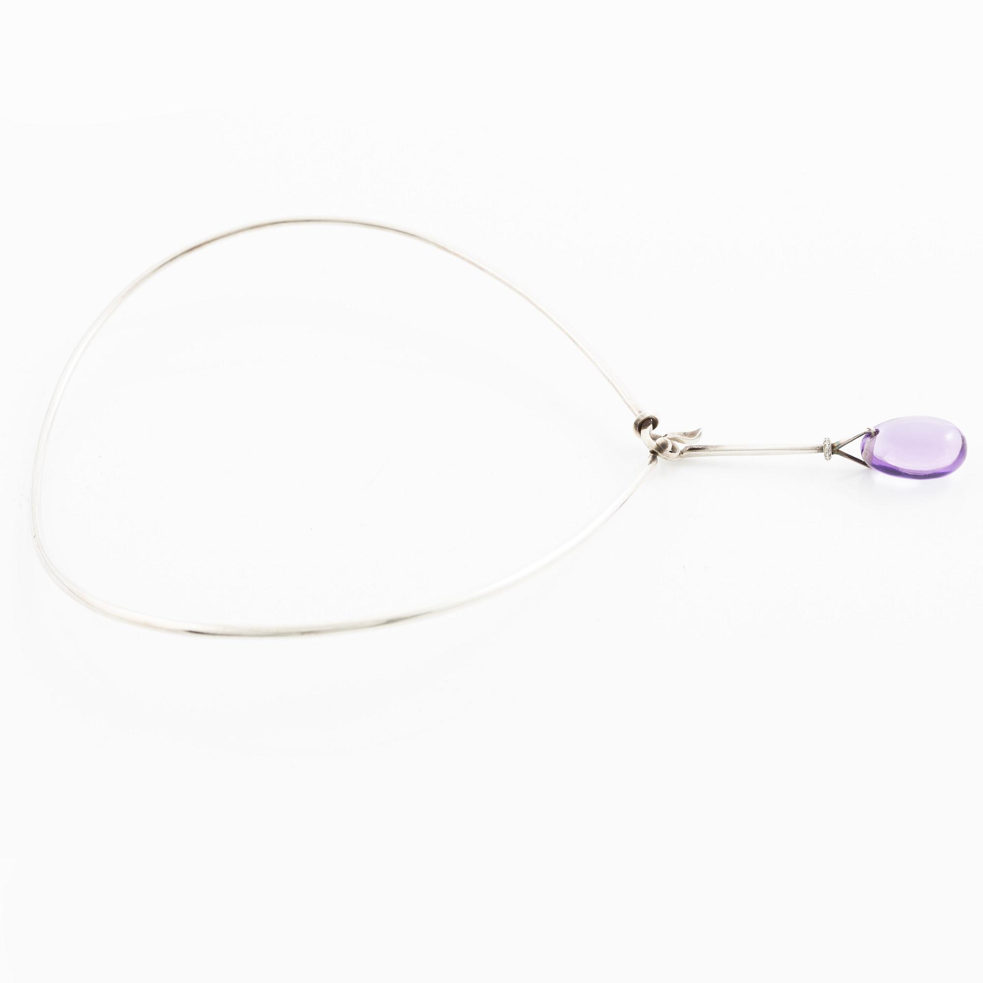 Vivianna Torun Bülow-Hübe, collier "Dew-drops", silver, ametist och briljanter för Georg Jensen.