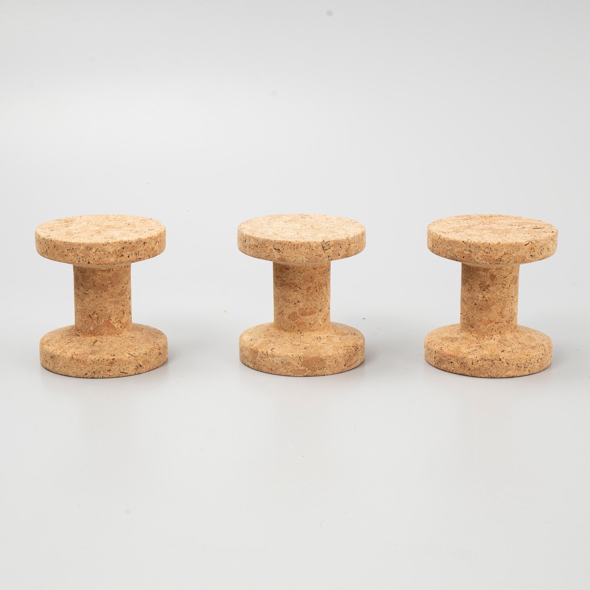 Jasper Morrison, stools, 3 pcs, "Cork Family, model B", Vitra, designed in 2004.