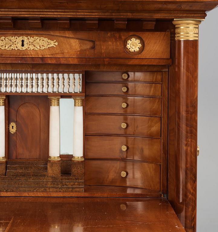 Lars Petter Forssblad's Masterpiece, A mahogany and ormolu-mounted secretaire, Stockholm 1832.