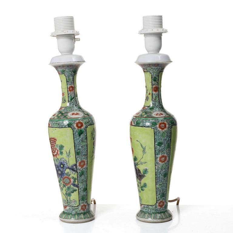 A pair of vases/table lamps, China, end of the Qing dynasty/around 1900.