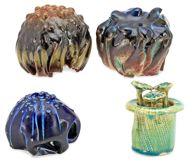 A set of four Bengt Berglund stoneware sculptures, Gustavsberg studio.
