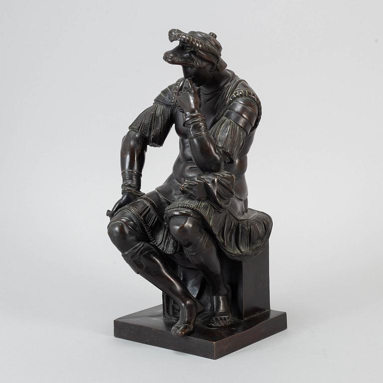 J. DELASALLE, sculture, bronze, signed after an original by Michelangelo.