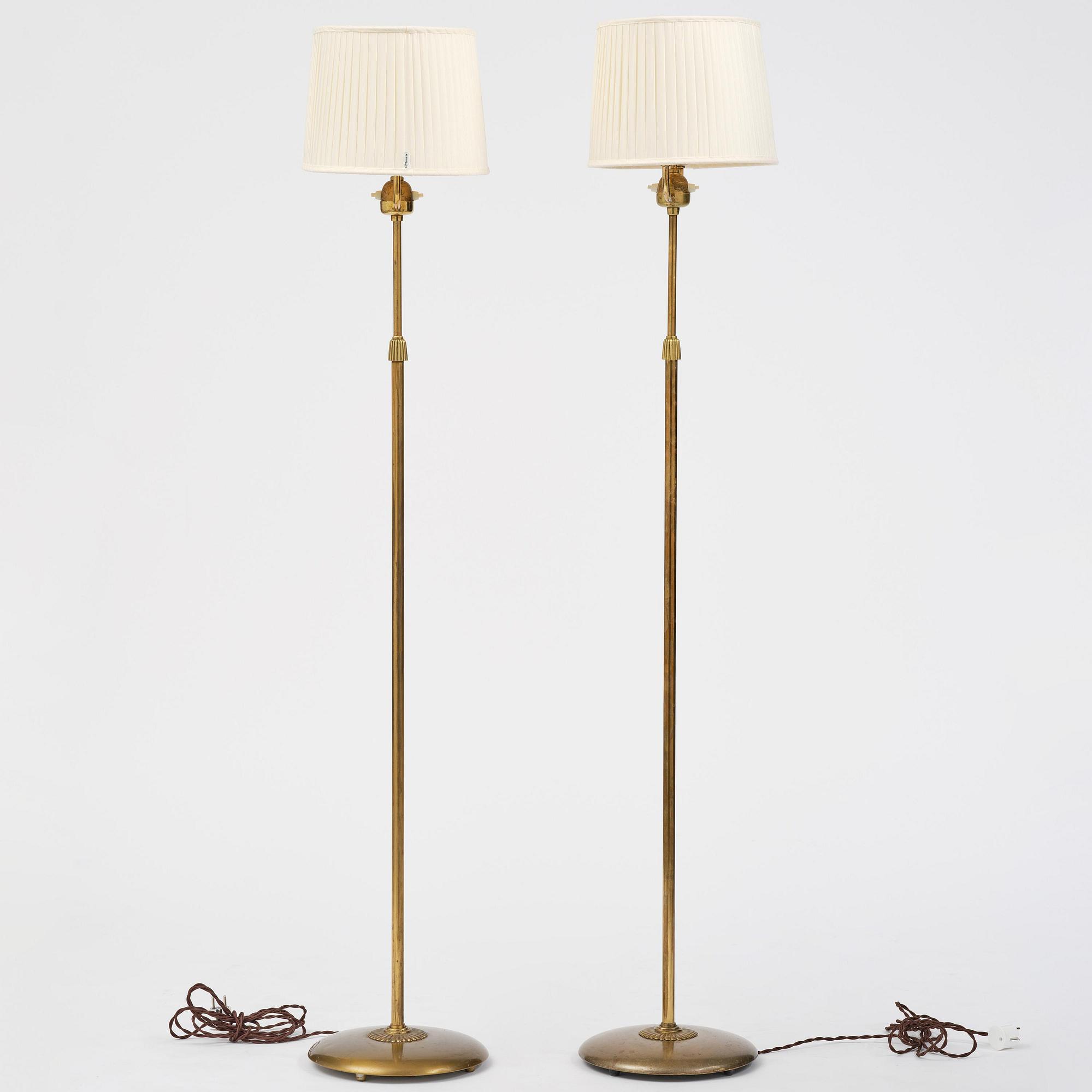 Bertil Brisborg, a pair of floor lamps model 31376, Nordiska Kompaniet, Sweden, 1940s.