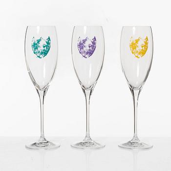 Dom Perignon, a set of six champagne glasses, Andy Warhol Tribute Collection.