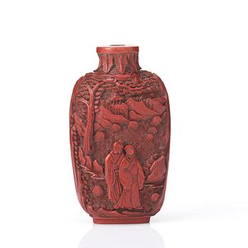 A red lacquer snuff bottle, Qing dynasty, Qianlong (1736-95).