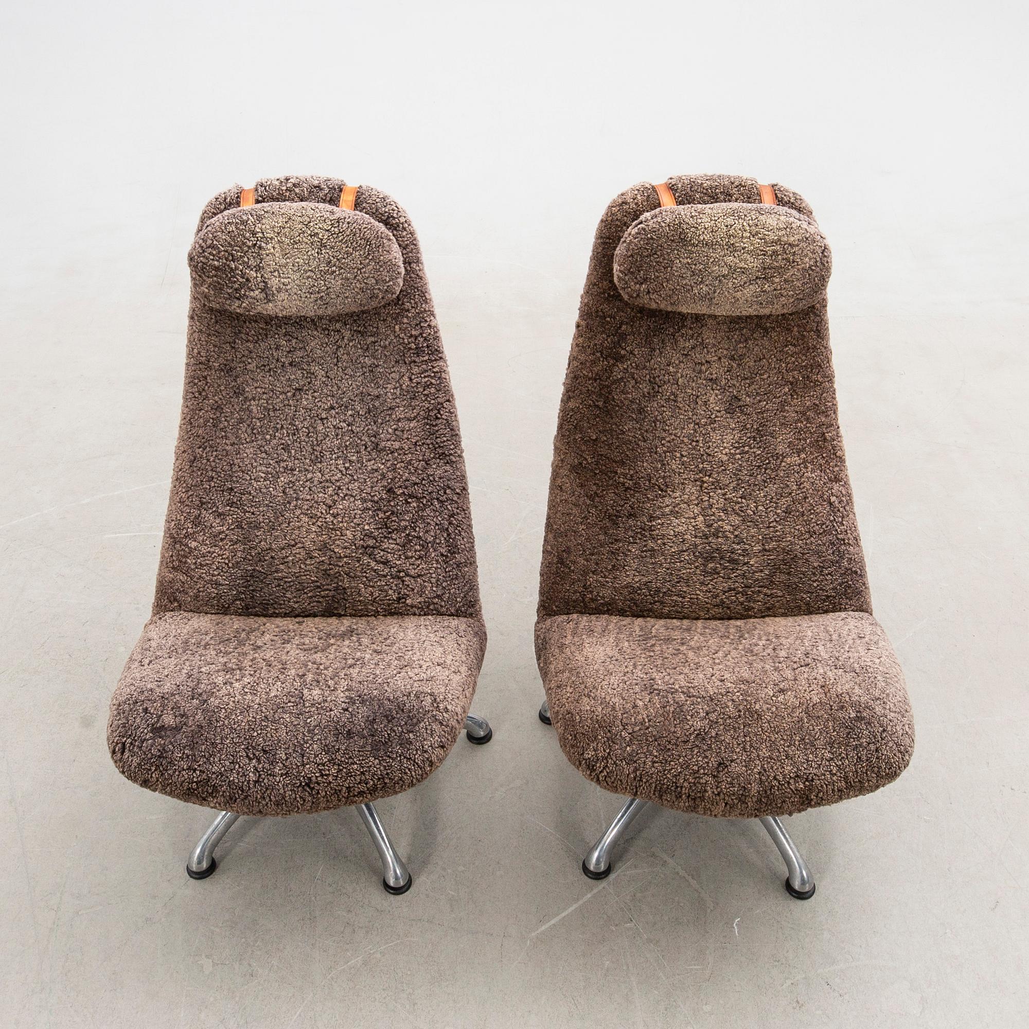 Alf Svensson, fåtöljer, ett par, "Contourette Roto", Dux.