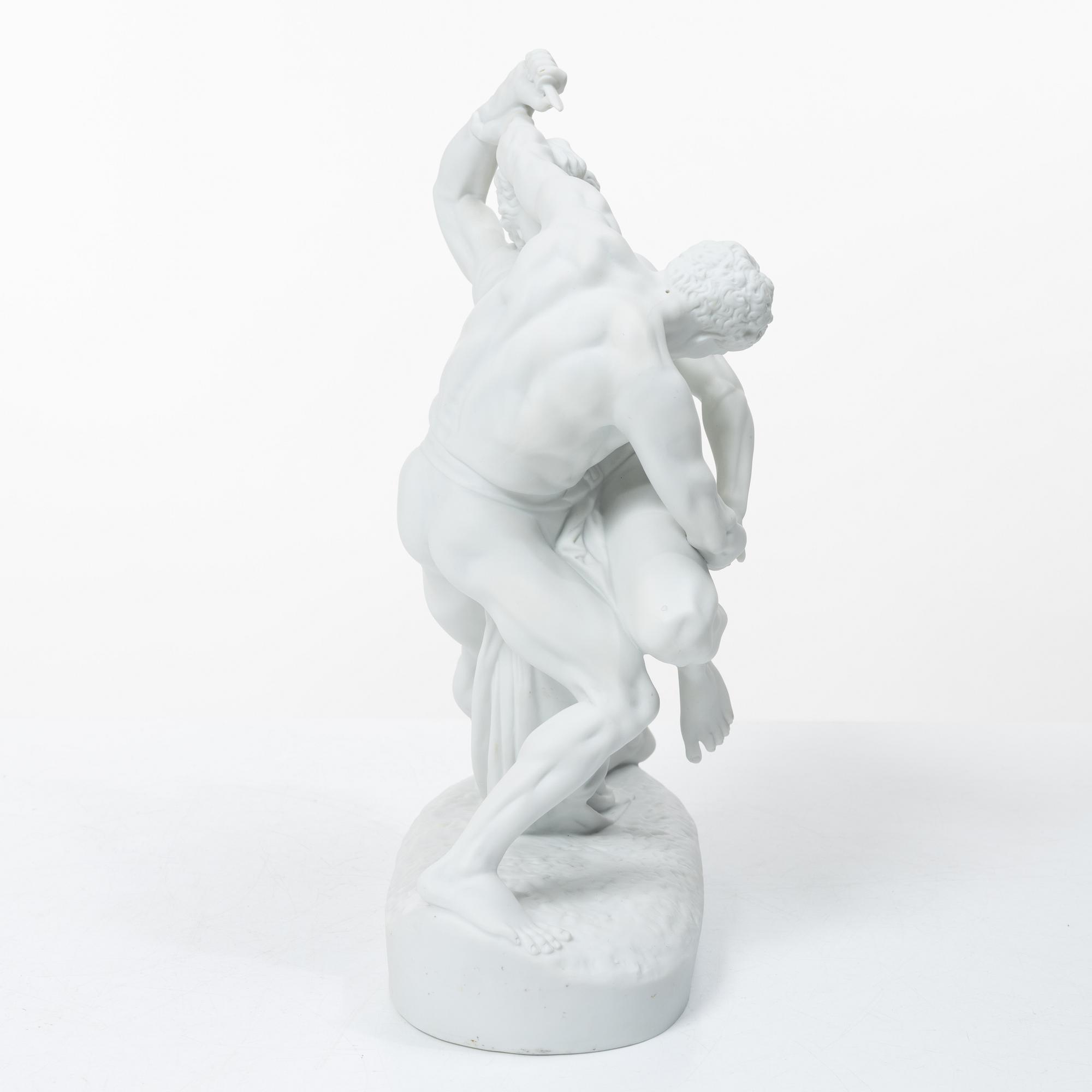 Johan Peter Molin, efter, sculpture, Parian, "The Belt Bucklers".